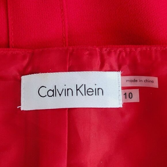 Calvin Klein Red Sleeveless Lined Zip Closure Fitted Sheath Dress Size 10 - Picture 9 of 10